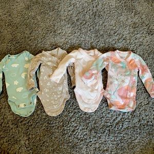 Lot of 4 Preemie Long Sleeve Onesies